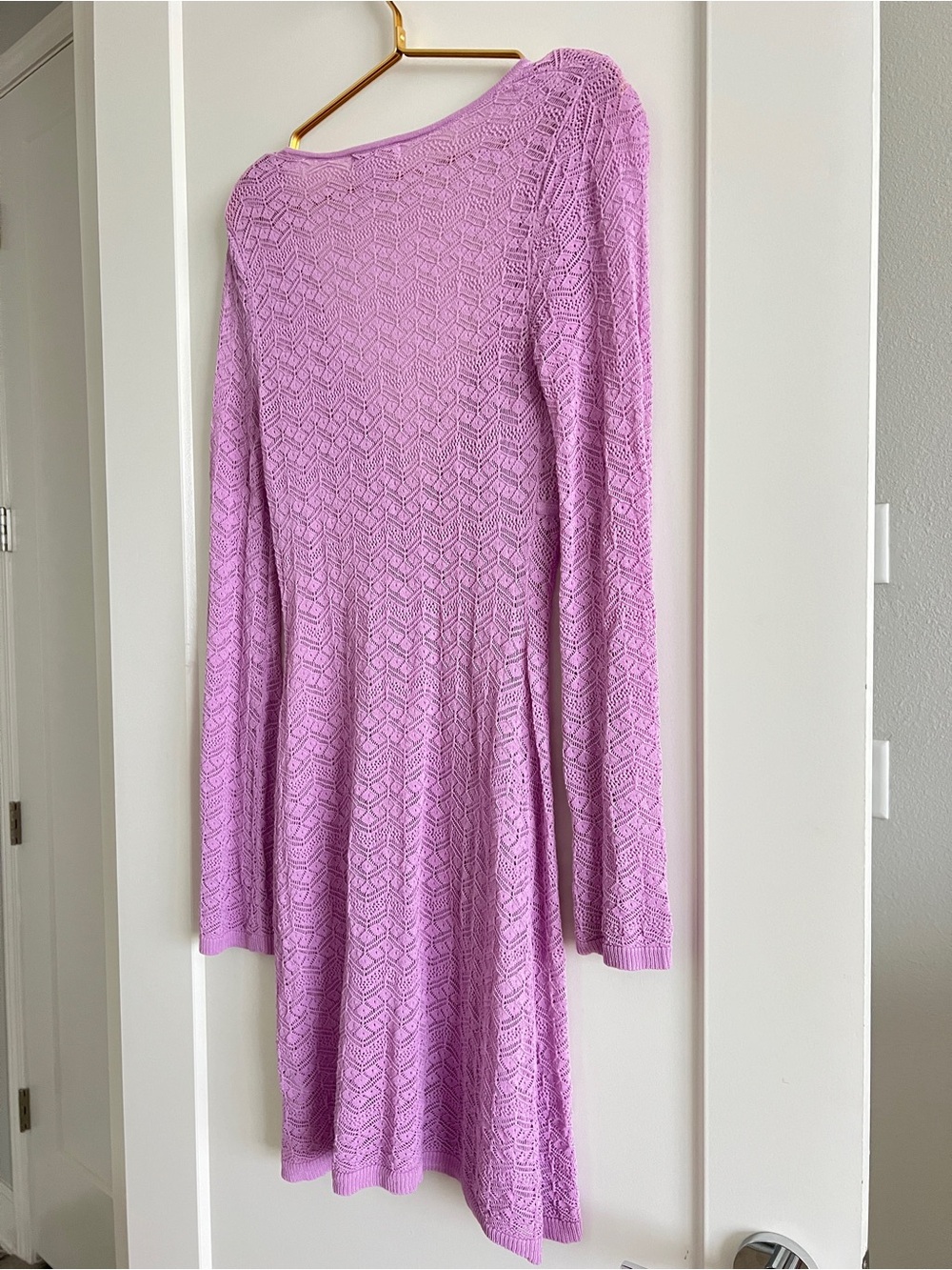 House of Harlow 1960 Lavender Crochet Bell Sleeve Cover Up Dress Size Small - Picture 14 of 15